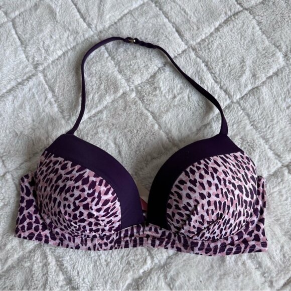 Victoria's Secret | Purple Cheetah "The Angel Convertible" Bikini Top | Size 32C - Picture 3 of 12